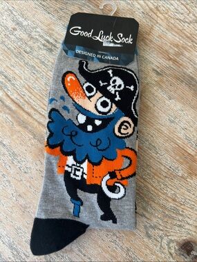 Men’s Pirate Crew Socks - Gray/Blue/Orange